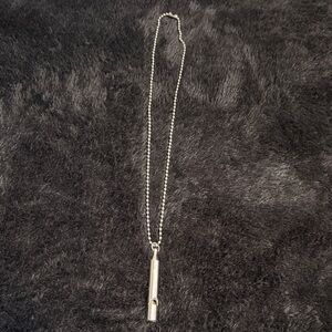 Polished Silver Whistle Pendant Necklace for Women
